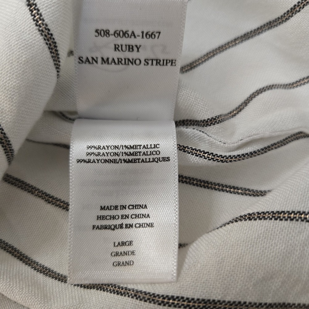 Rails Ruby San Marino Stripe Peplum Button Down Shirt White Black Metallic Large - Picture 11 of 12